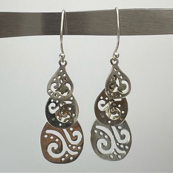 Silpada Jewelry - Silpada W299 Retired 925 Sterling Silver Triple Teardrop Free Falling Earrings